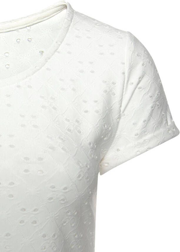 Lascana Strandshirt met geborduurde oogjes t-shirt met korte mouwen basic