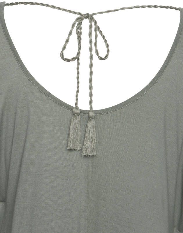 Lascana Strandshirt met sierbandje bovenaan de rug longshirt 3 4 mouwen off-the-shoulder