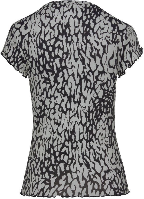 Lascana T-shirt met babylock naden in all-over print shirt met korte mouwen elastisch