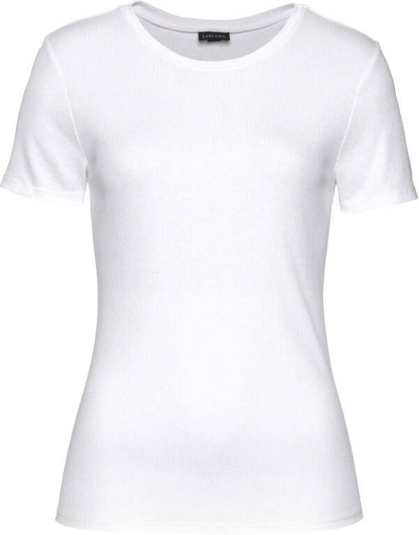 Lascana T-shirt van zacht ribmateriaal (Set van 2)