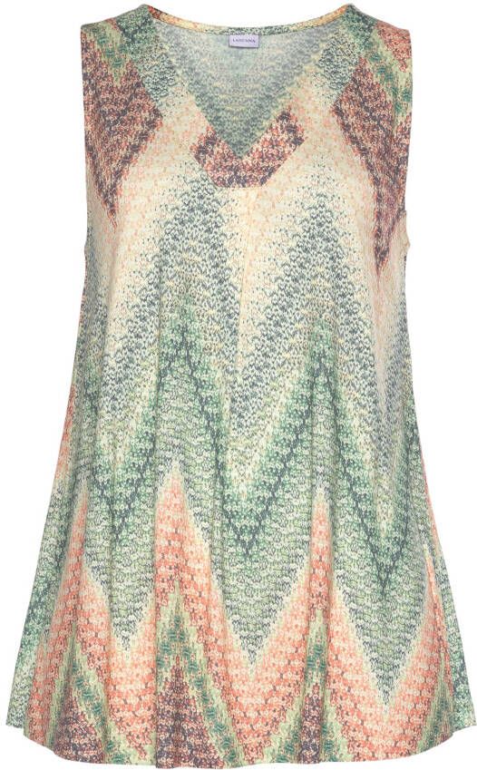 Lascana Tanktop met alloverprint en v-hals zomers blousetop
