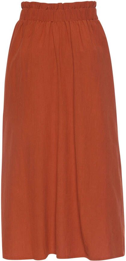 Lascana Zomerrok halflange rok van mix van linnen met knoopsluiting midi rok linnen rok