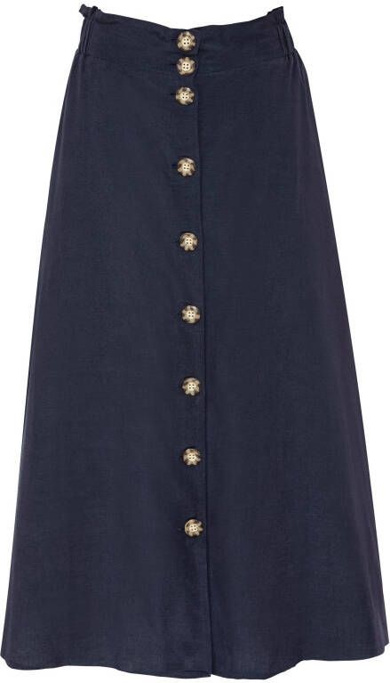 Lascana Zomerrok halflange rok van mix van linnen met knoopsluiting midi rok linnen rok