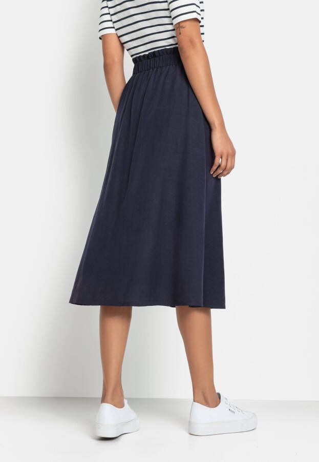 Lascana Zomerrok halflange rok van mix van linnen met knoopsluiting midi rok linnen rok