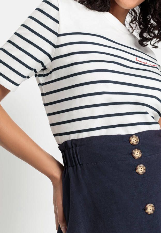 Lascana Zomerrok halflange rok van mix van linnen met knoopsluiting midi rok linnen rok
