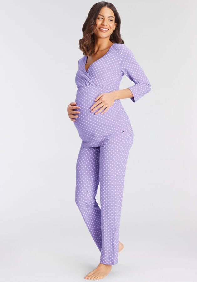 Lascana Zwangerschapspyjama in wikkel-look met een stippenmotief (2-delig 1 stuk)