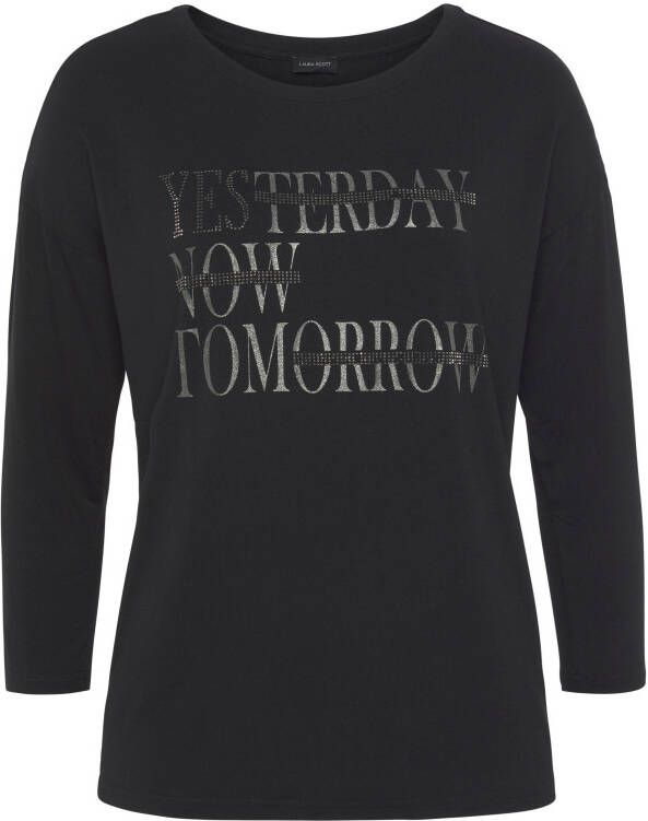 Laura Scott Shirt met 3 4-mouwen casual pasvorm ronde hals elastisch materiaal