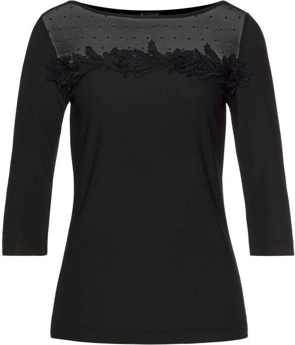 Laura Scott Shirt met ronde hals 3 4-mouw figuurgetailleerde snit