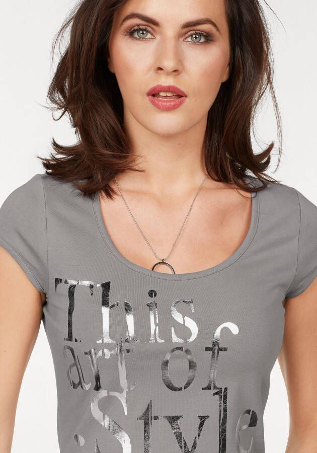 Laura Scott Shirt met ronde hals met folieprint