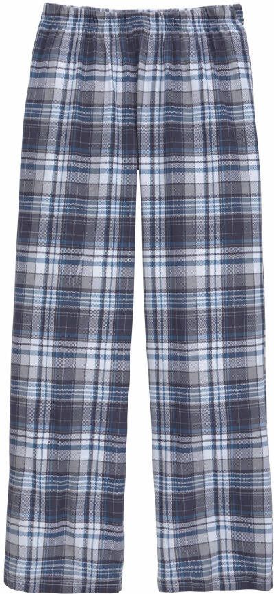 le jogger Pyjama in een lang model broek 1x uni en 1x geruit (4-delig Set van 2)