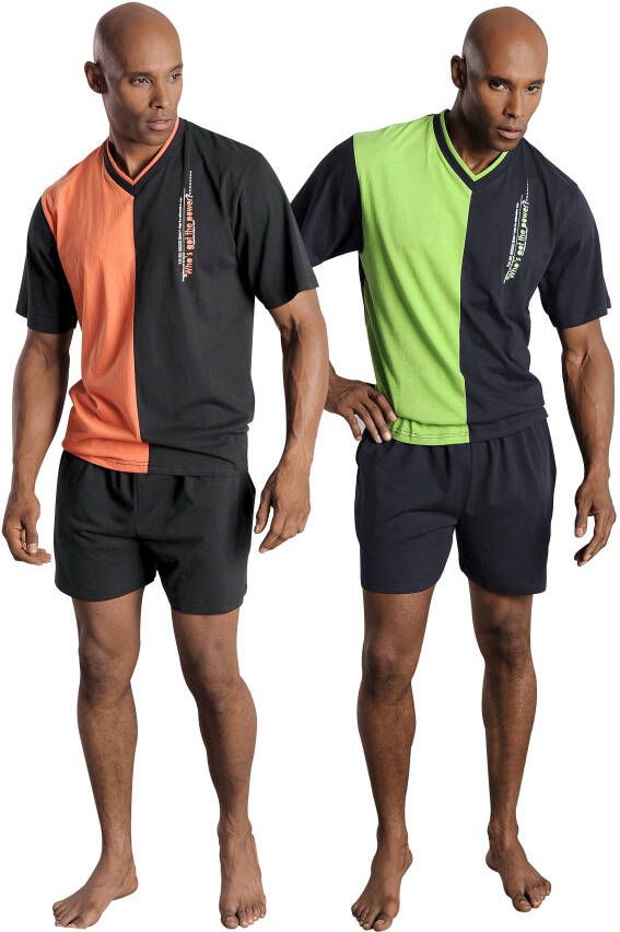 le jogger Shortama met 2-kleurig t-shirt (4-delig Set van 2)