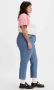Levi's Plus 501 cropped high waist straight fit jeans medium indigo worn in - Thumbnail 9