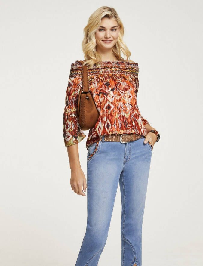 LINEA TESINI by Heine Blouse met carmenhals met carmen halslijn