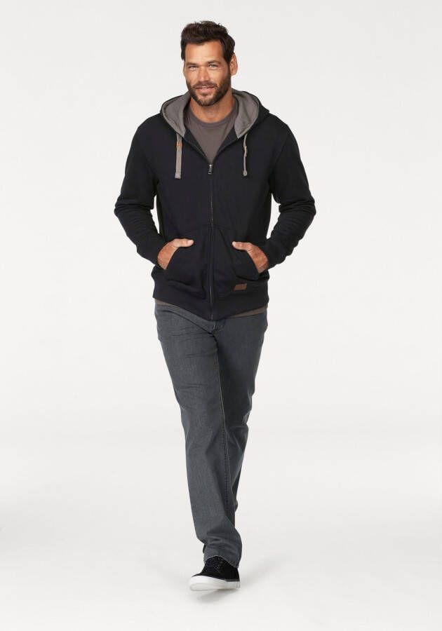 Man's World Capuchonsweatvest met contrastkleurige voering