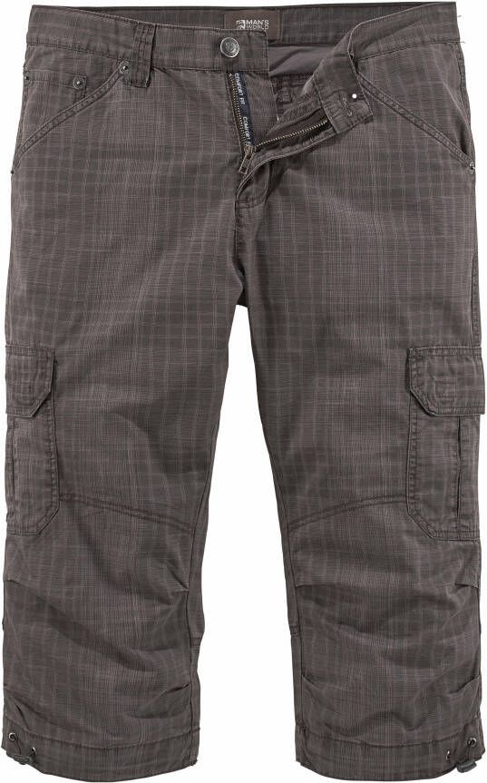 Man's World Cargobermuda in 3 4-lengte met een trendy ruitmotief