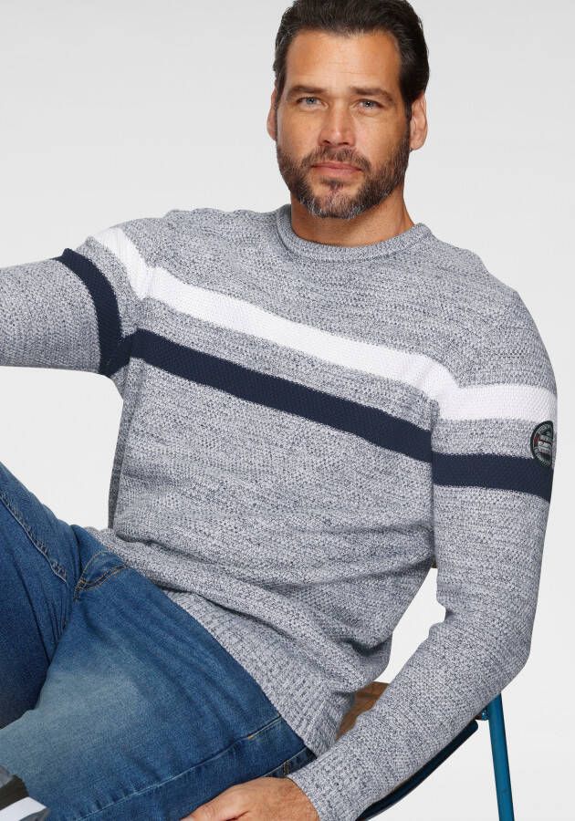 Man's World Trui met ronde hals Tot XL in gemêleerde look
