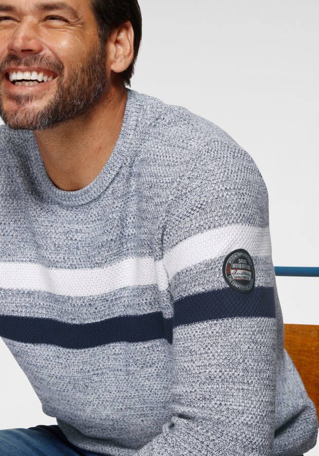 Man's World Trui met ronde hals Tot XL in gemêleerde look