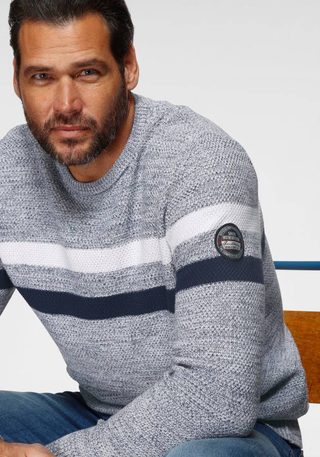 Man's World Trui met ronde hals Tot XL in gemêleerde look