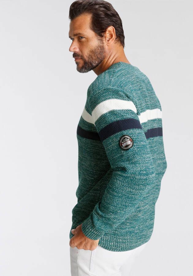 Man's World Trui met ronde hals Tot XL in gemêleerde look