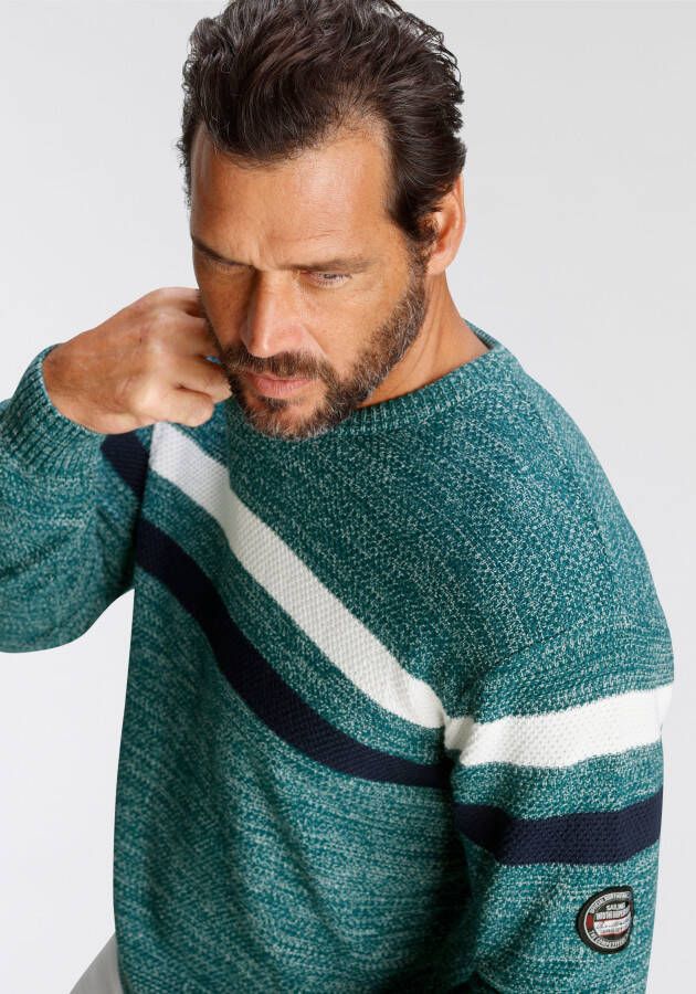 Man's World Trui met ronde hals Tot XL in gemêleerde look