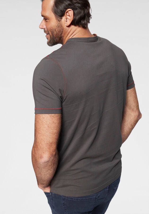 Man's World Henleyshirt Korte mouwen casual pasvorm bedrukt ronde hals casual