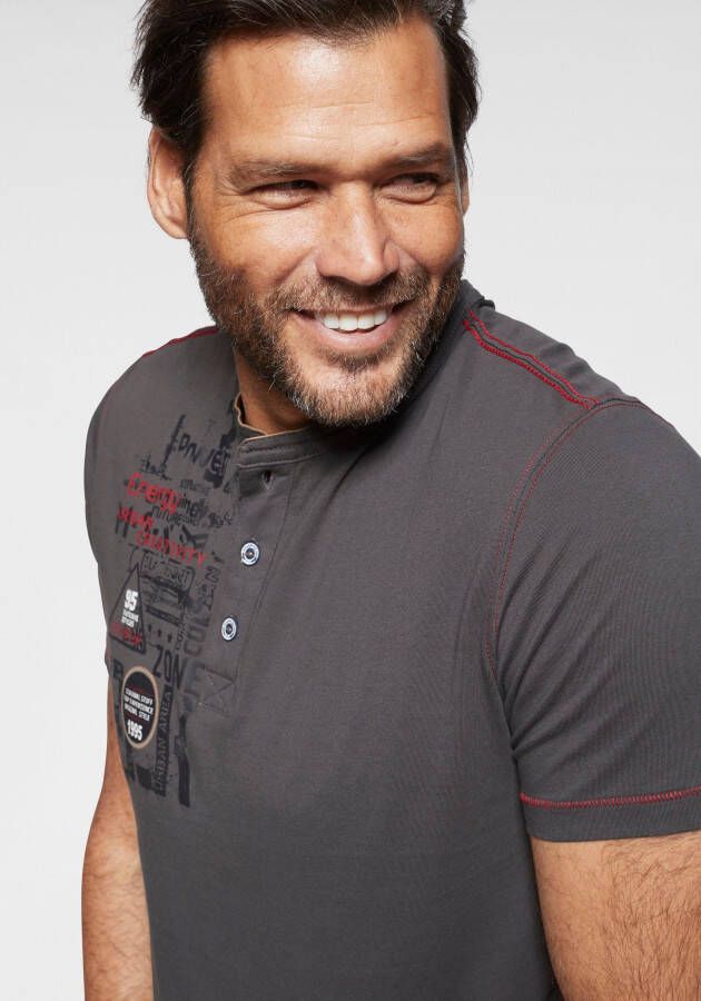 Man's World Henleyshirt Korte mouwen casual pasvorm bedrukt ronde hals casual