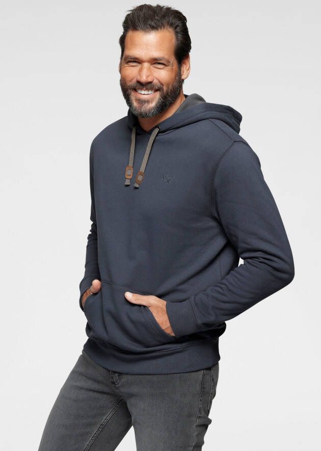 Man's World Hoodie lange mouwen losse pasvorm effen met capuchon