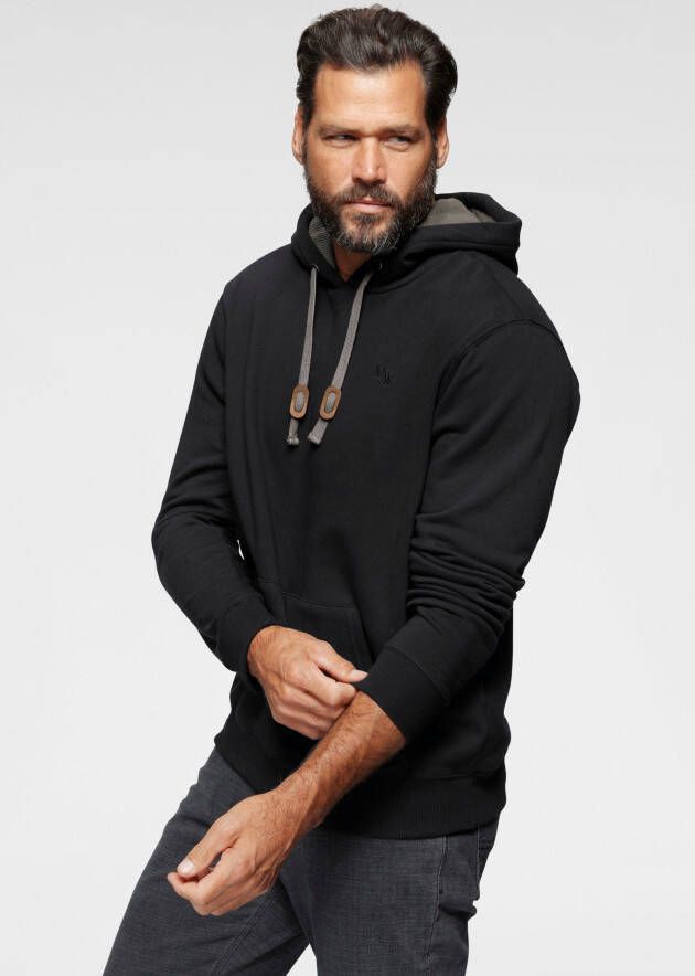 Man's World Hoodie lange mouwen losse pasvorm effen met capuchon