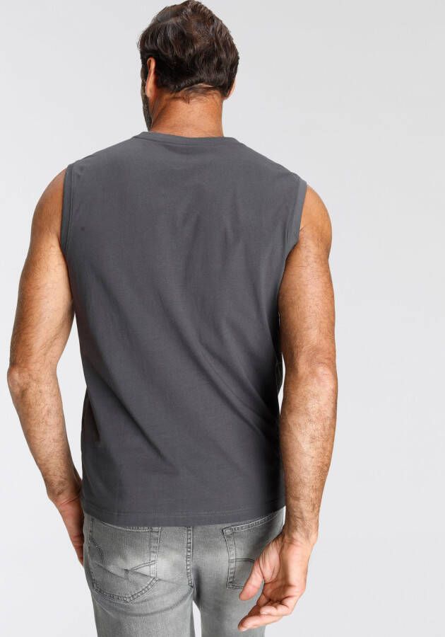 Man's World Muscle-shirt zonder mouwen bedrukt ronde hals van katoen