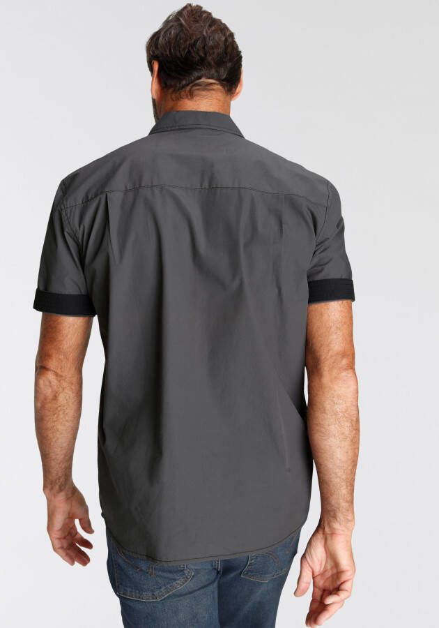 Man's World Overhemd met korte mouwen met borstprint