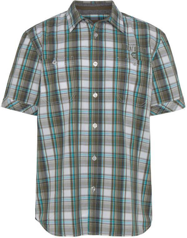 Man's World Overhemd met korte mouwen met kleine print op de borst