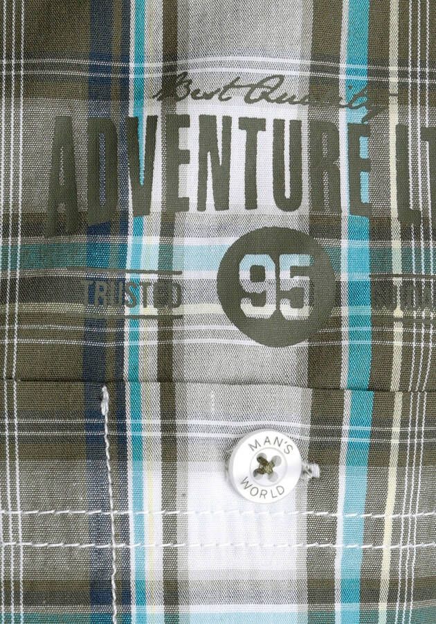 Man's World Overhemd met korte mouwen met kleine print op de borst