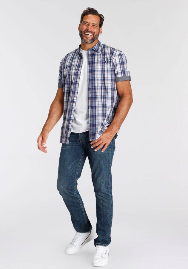 Man's World Overhemd met korte mouwen met kleine print op de borst