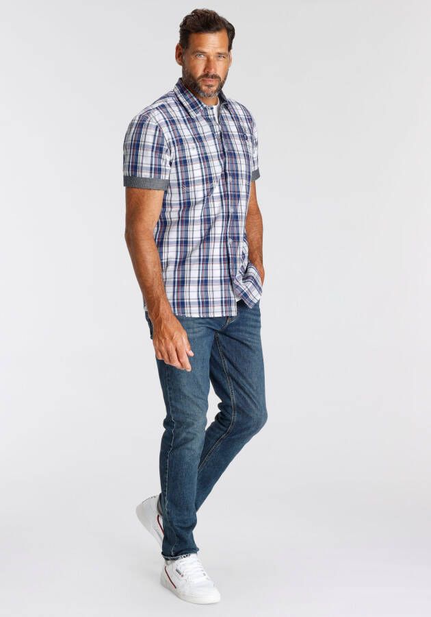 Man's World Overhemd met korte mouwen met kleine print op de borst