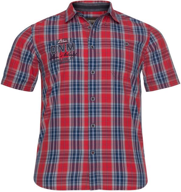 Man's World Overhemd met korte mouwen met print en borduursel