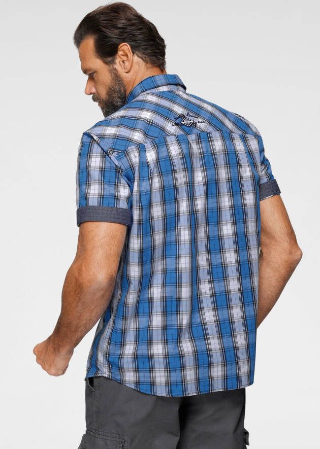 Man's World Overhemd met korte mouwen met print en borduursel