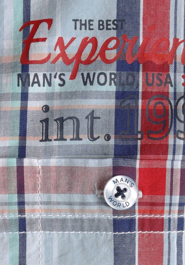 Man's World Overhemd met korte mouwen met kleine print op de borst