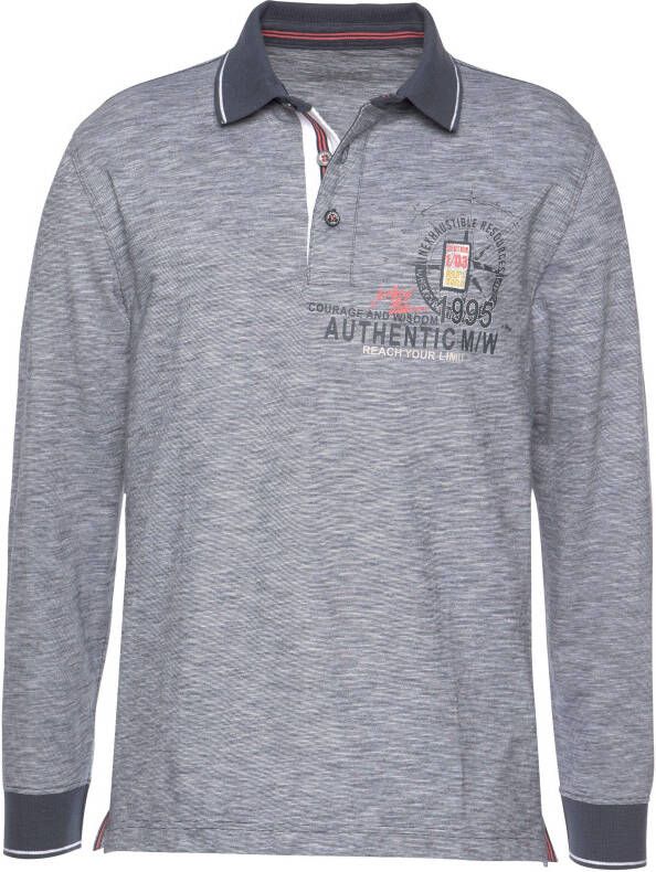 Man's World Poloshirt met lange mouwen Lange mouwen gemêleerde look polokraag van katoen