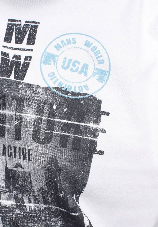 Man's World Shirt met lange mouwen lange mouwen bedrukt ronde hals van katoen