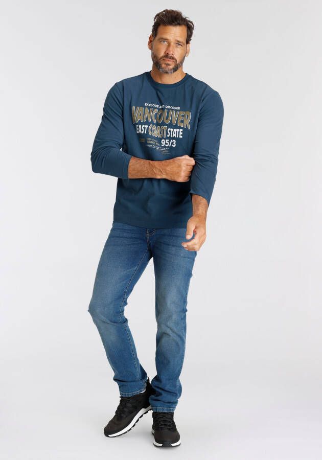 Man's World Shirt met lange mouwen Lange mouw bedrukt ronde halslijn van katoen
