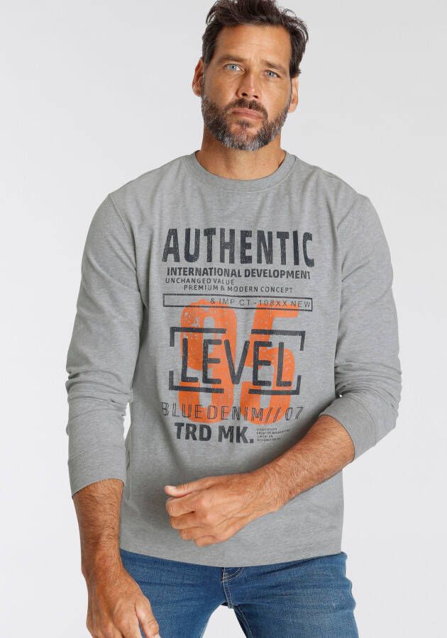 Man's World Shirt met lange mouwen Lange mouwen bedrukt van katoen en viscose met ribboordjes