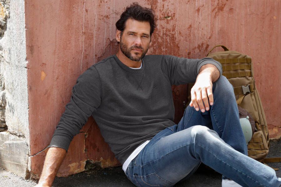 Man's World Sweatshirt Lange mouwen basic-stijl effen ronde hals