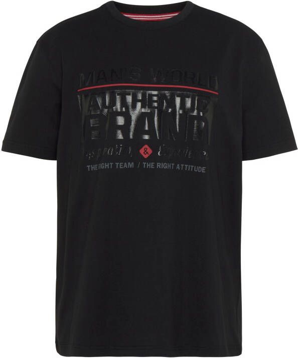 Man's World T-shirt Korte mouw met print ronde hals van katoen ook in grote maten
