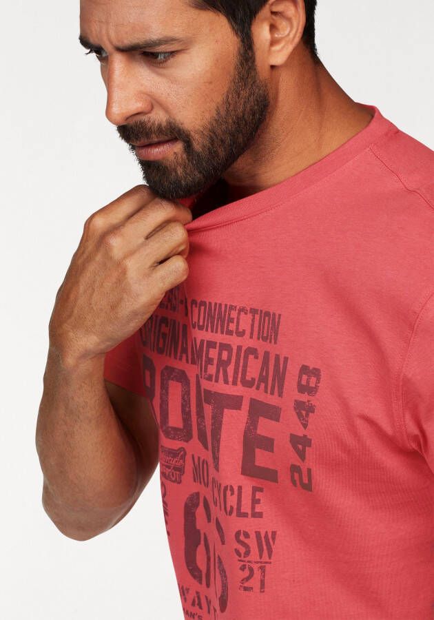 Man's World Shirt met ronde hals korte mouwen casual pasvorm bedrukt ronde hals