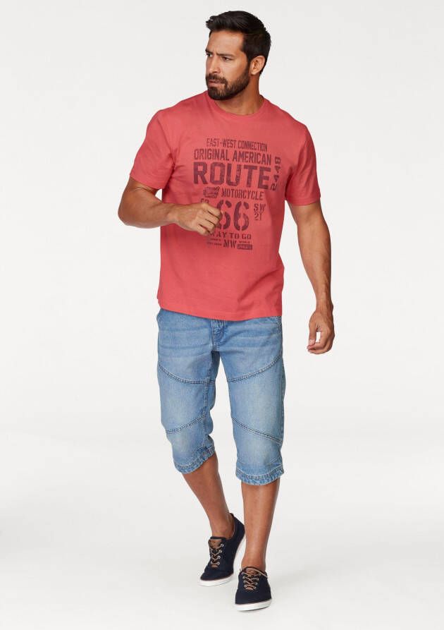 Man's World Shirt met ronde hals korte mouwen casual pasvorm bedrukt ronde hals