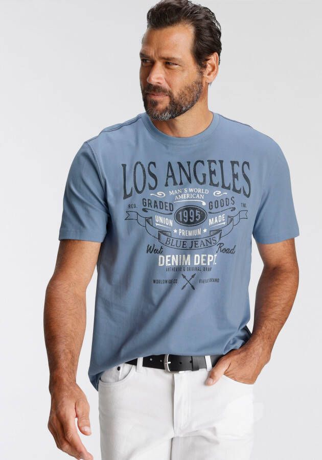 Man's World T-shirt Korte mouwen met print ronde hals van katoen