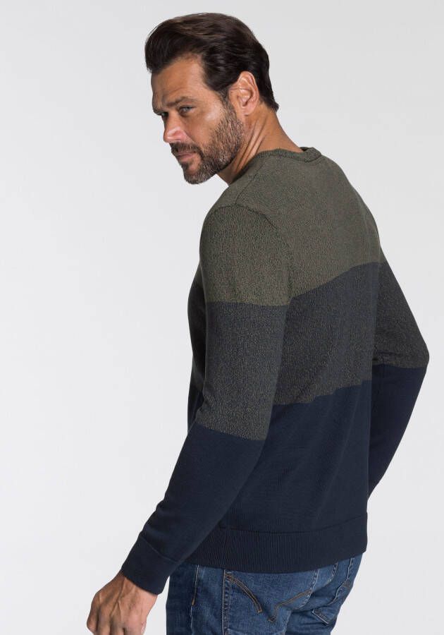 Man's World Trui met ronde hals Tot XL met blokstrepen