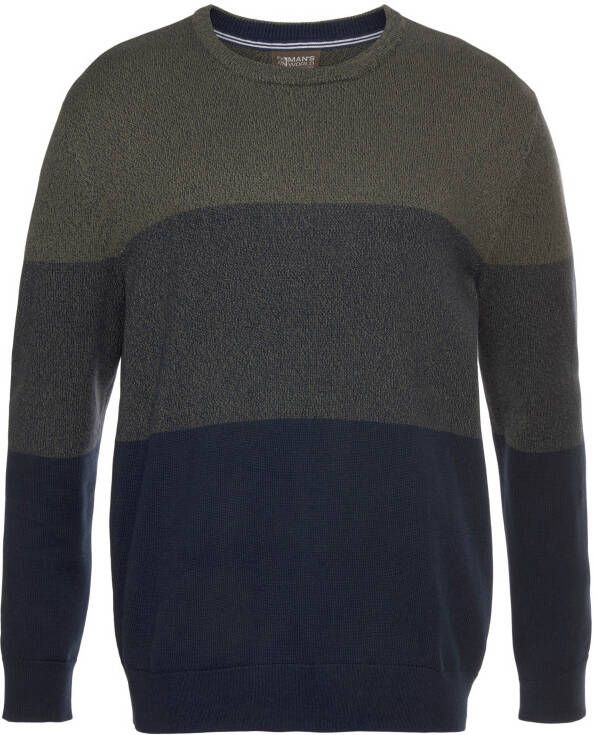 Man's World Trui met ronde hals Tot XL met blokstrepen