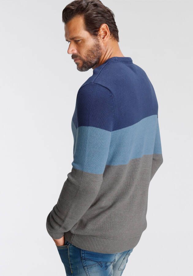 Man's World Trui met ronde hals Tot XL met blokstrepen