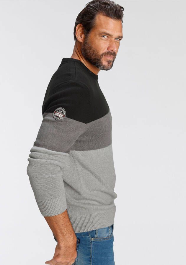 Man's World Trui met ronde hals Tot XL met blokstrepen